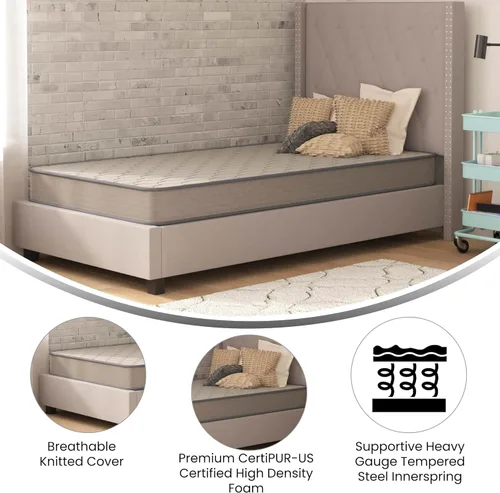 Vista 6 de Flash Furniture Capri Comfort Sleep - Colchón híbrido de resortes interiores y espuma de 6 pulgadas en una caja, colchón híbrido de resortes