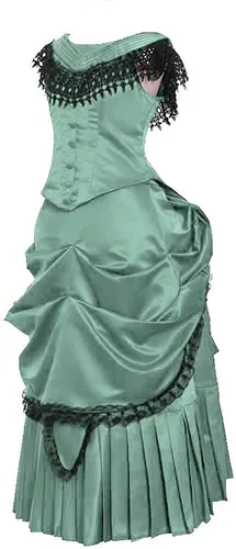 Vista 8 de Disfraz victoriano para mujer, estilo vintage, victoriano, eduardiano, vestido con falda
