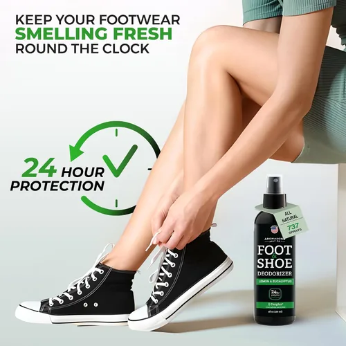 Vista 3 de Aromasong Desodorizador natural para zapatos y spray para pies, eliminador de olores de pies de frescura las 24 horas para pies, extra fuerte
