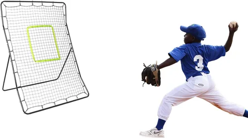 Vista 2 de DRM Red de rebote de béisbol, red de lanzamiento más grande, rebote de softbol, entrenador para niños y adultos, práctica de lanzamiento