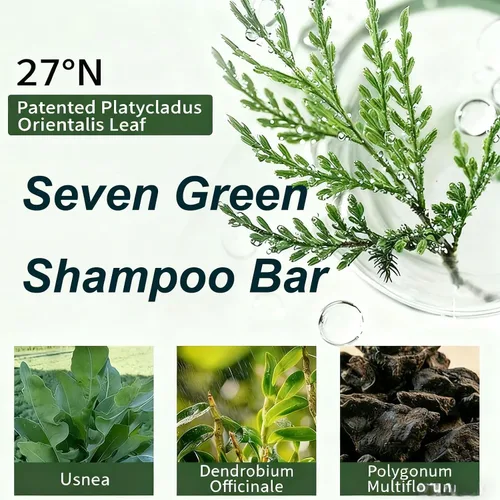 Vista 3 de NovaCharm 1 paquete Nature Seven Green Soap Shampoo Bar-Hair Strengthening Nature Triangle Shampoo Bar para adultos Usman Grass Sampoo-Para todo