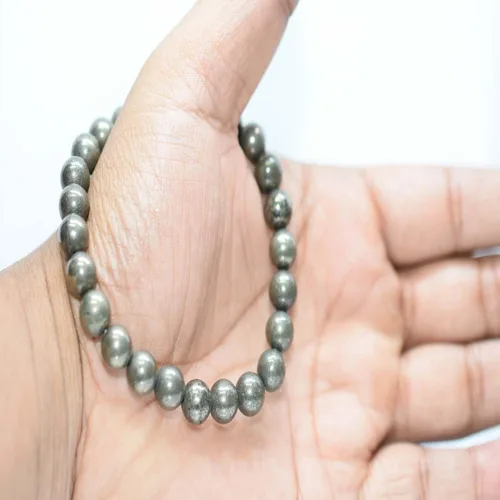 Vista 5 de Pulsera de cuentas de pirita - joyería de astronomía, cuentas de piedra natural AAA de 0.315 in, Gema, Ágata