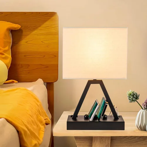 Vista 6 de Briever - Lámpara de mesa de control táctil, lámpara de escritorio regulable de 3 vías con USB C y USB A y tomacorriente AC, lámparas de noche