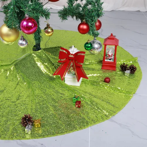 Vista 22 de DUOBAO Falda de Árbol Rosa de Navidad Brillante Faldas de Navidad Halloween Mini 24 Pulgadas Adorno, Elegante Decoración para Hogar Exterior e