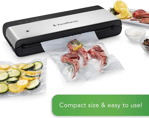 Vista 3 de FoodSaver Paquete de máquina de sellado al vacío y sellador de tarros Almacenamiento vertical Acero inoxidable y negro