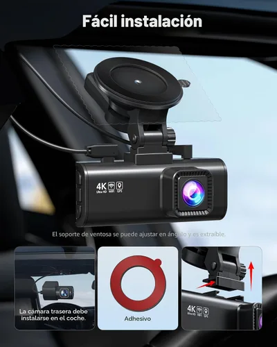 Vista 7 de REDTIGER Dash Cam 4K frontal y 1080P trasero, sensor STARVIS 2, WiFi de 5.8 GHz (20 MB/s), GPS, WDR y visión nocturna HDR, gran angular de 170°