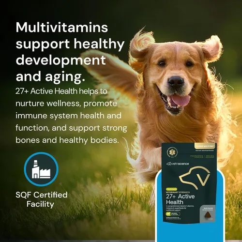 Vista 12 de VetriScience Veterinary Strength 27+ Salud activa, pato, 60 masticables