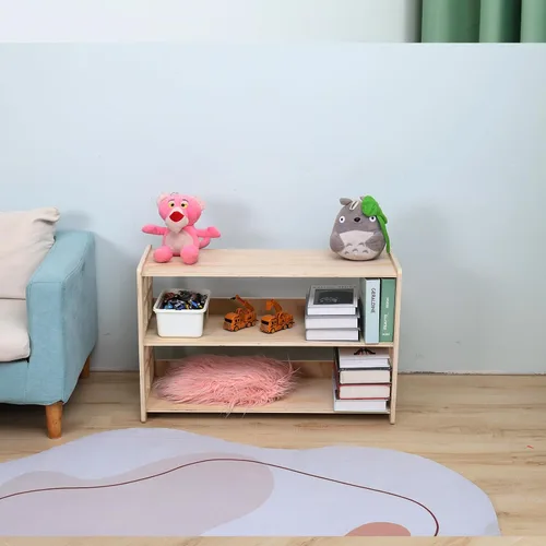 Vista 6 de Montessori Estantería de juguetes para niños, organizador de almacenamiento para juguetes, estantes de libros para habitación de niños, resistente