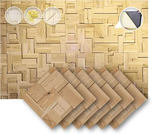 Vista 26 de 1 Panel de arte de pared de madera de Finlandia de alto grado estilo bloque estético Difusor de sonido acústico STC 27 Decoración para el hogar