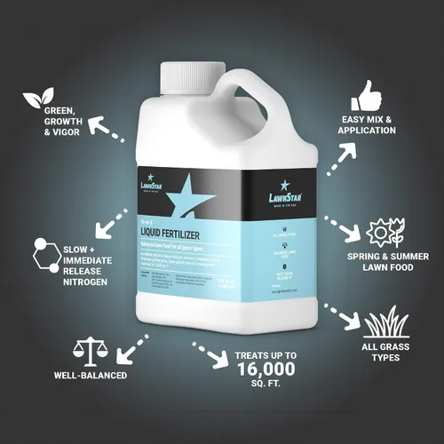 Vista 5 de Fertilizante líquido equilibrado 16-4-8 nutrientes (1 galón) – Alimento de césped premium, NPK con extracto de algas marinas añadido, trata