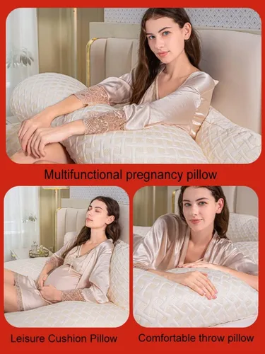 Vista 3 de Almohada de embarazo con almohada de memoria, almohada corporal en forma de U para mujeres embarazadas para ayudar a dormir, con funda de algodón