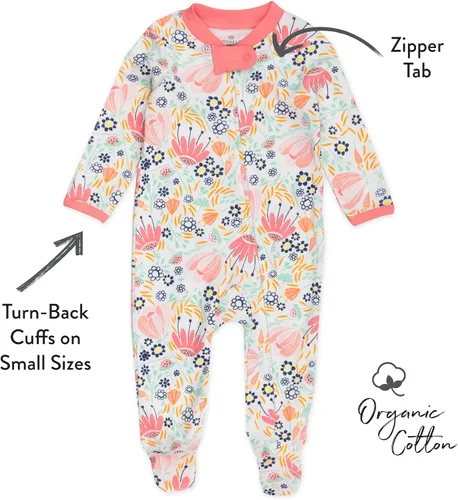 Vista 2 de HonestBaby Footed Sleep & Play Pajamas Organic Cotton for Infant Baby Girls (LEGACY)
