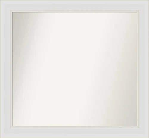 Vista 134 de Amanti Art Espejo de baño blanco para sobre el fregadero, 24 x 26 pulgadas, espejo rectangular blanco y blanco, marco de madera contemporáneo