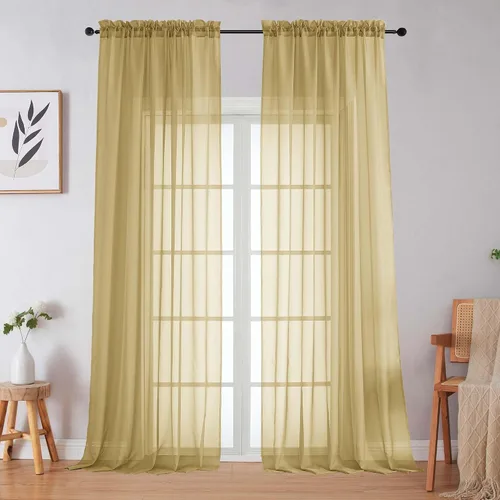 Vista 39 de 2 paneles de cortinas traslúcidas blancas para dormitorio, sala de estar, 96 pulgadas de largo, modernas, suaves, ligeras, con bolsillo para barra