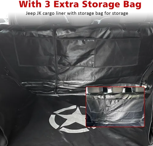 Vista 4 de SUNPIE Forro de maletero y tapete de carga para perros Compatible con Jeep Wrangler JK/JL Unlimited 4 puertas 2007-2026, protector de cama