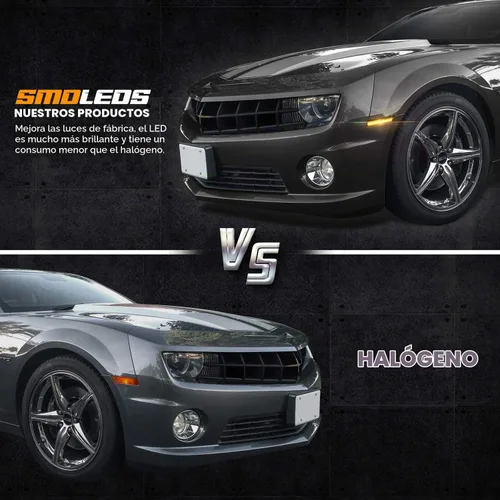 Vista 3 de Lámparas de reflector de marcador lateral LED de lente ahumada para parachoques delantero compatibles con Chevy Camaro ámbar 2010 a 2015 - Paquete