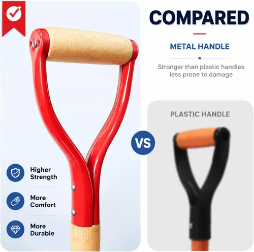 Vista 2 de VNIMTI Pala, Pala de Trasplante, Pala de Drenaje, Palas para Excavar, Pala Sharp Shooter o Pala, 45 Pulgadas, Empuñadura en D de Acero, Mango