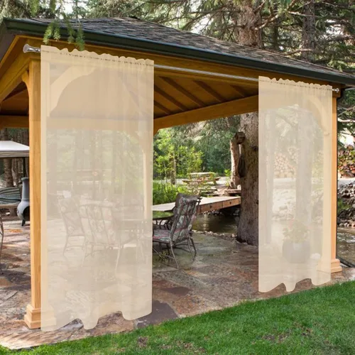 Vista 30 de SpaceDresser - Cortinas transparentes impermeables para exterior para patio - 2 paneles con bolsillo para barra, cortinas de gasa transparentes