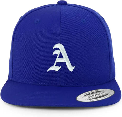 Vista 5 de Trendy Apparel Shop Antiguo Inglés Una Gorra De Bill Plana Bordada Snapback Azul marino