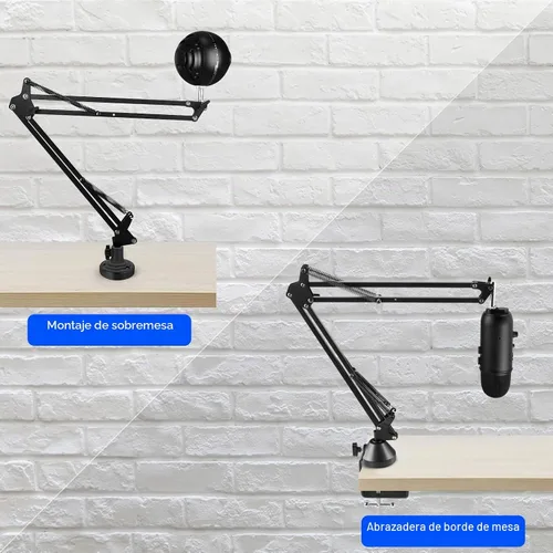 Vista 6 de GEEKRIA Brazo de micrófono para Creators compatible con Blue Yeti, Yeti X, Yeti Pro, Snowball ICE, G Yeti GX, brazo de micrófono con adaptador