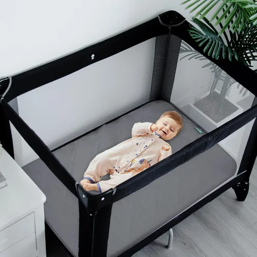 Vista 5 de Pack and Play - Juego de 2 fundas protectoras de colchón impermeables Quilted 39”x27” Noiseless Compatible with Graco Pack n Play & Dream On Me &
