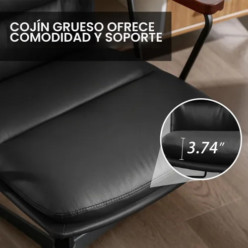 Vista 5 de Okeysen Silla de escritorio de oficina sin ruedas, silla ergonómica con Negro