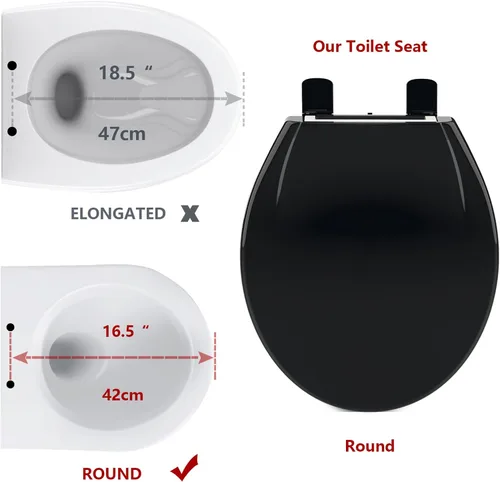 Vista 4 de Asiento de inodoro alargado blanco, asiento de tapa de inodoro de cierre lento para una fácil limpieza y resistente a las manchas