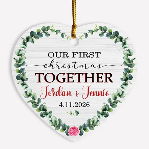 Vista 12 de Adorno de decoración de pareja juntos Navidad 2025, Adorno personalizado de nuestra primera Navidad juntos, regalo para citas, aniversario, pareja