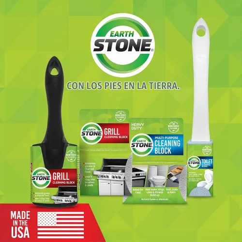 Vista 7 de EarthStone Kit de bloque de limpieza de parrilla, raspador sin cerdas, 3 bloques de limpieza de parrilla y mango EZ-Grip de 7 pulgadas
