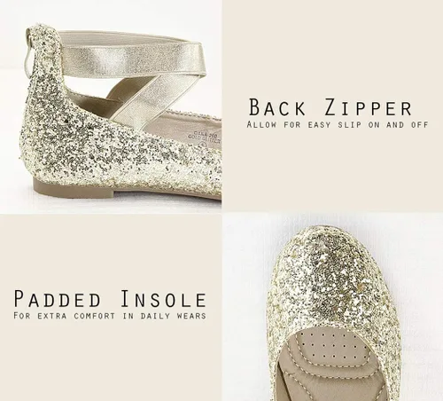 Vista 2 de ANNA Dana-20 - Zapatos planos clásicos estilo ballerina para mujer, con tiras elásticas cruzadas