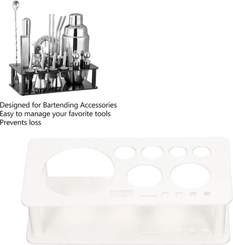 Vista 8 de TOPINCN Kit de coctelera para barman de plástico, ahorro de espacio, organiza almacenamiento, soporte para herramientas de bartender, barra