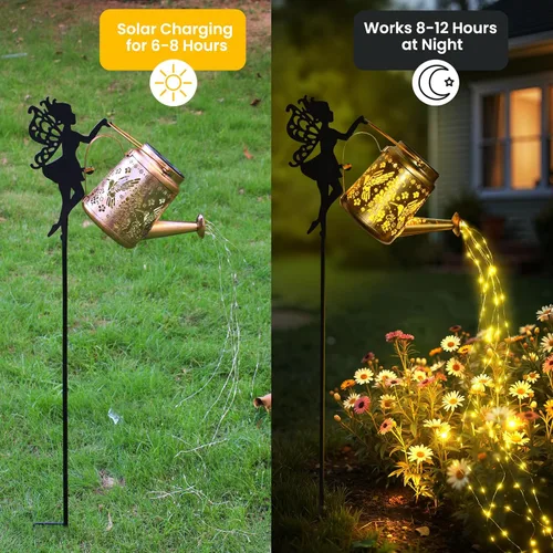 Vista 4 de X-PREK Luces solares impermeables para exteriores, luces solares de jardín de hadas, decoración al aire libre, regadera solar de colibrí, regalos