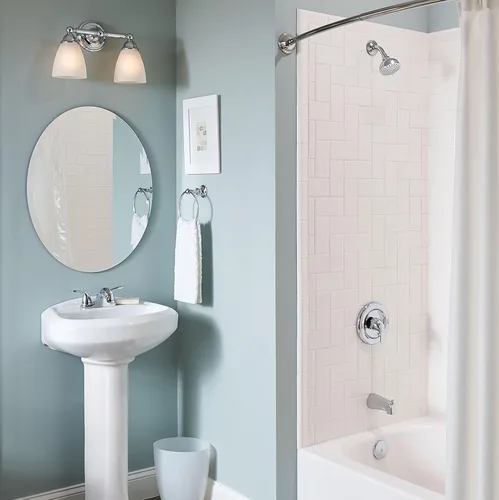 Vista 2 de Moen YB2262CH Brantford - Accesorio de tocador de baño de doble montaje de 2 luces con vidrio esmerilado, cromado Cromo