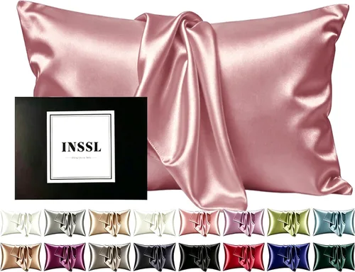 Vista 19 de INSSL - Funda de almohada de seda para mujeres, funda de almohada de seda de morera para cabello y piel, mantente cómoda y transpirable durante