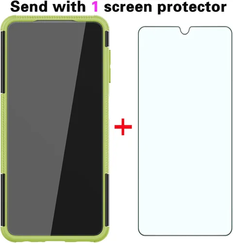 Vista 4 de Asuwish Funda de teléfono para Samsung Galaxy A22 4G de 6.4 pulgadas con protector de pantalla de vidrio templado y soporte delgado, híbrida