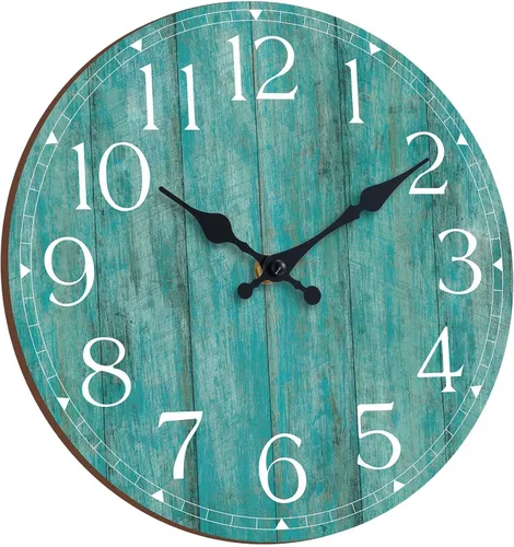 Vista 15 de Reloj de pared de 8 pulgadas, reloj analógico silencioso con pilas A-azul Blanco Marrón
