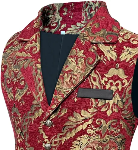 Vista 5 de Chaleco de traje gótico victoriano para hombre, chaleco steampunk