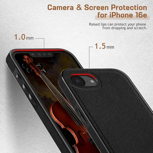 Vista 6 de LOHASIC Funda para iPhone 17e, para iPhone 16e, funda de cuero, delgada y delgada de lujo, agarre antideslizante, resistente a prueba de golpes