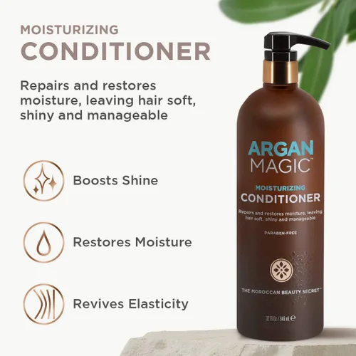 Vista 3 de Argan Magic Acondicionador hidratante: desenreda, hidrata y repara tipos de cabello seco y dañado químicamente Rico en nutrientes, sin parabenos