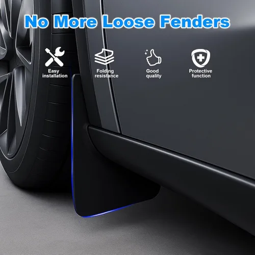 Vista 7 de Aletas de barro para Tesla Modelo Y Juniper Accesorios 2026 2025 Versión OEM Protectores de salpicaduras delanteros y traseros para todo