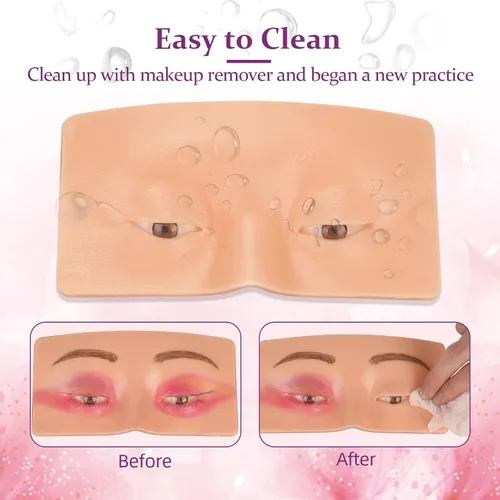 Vista 3 de JimKing - Tabla de maquillaje para practicar maquillaje, para profesionales y principiantes, modelo realista 3D para extensiones de pestañas