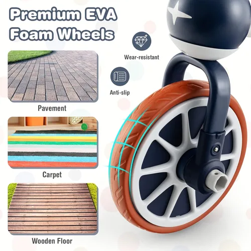 Vista 5 de BABY JOY Triciclo 4 en 1 para niños de 2 a 4 años, triciclo de equilibrio para niños con asiento ajustable y mango de empuje, pedales extraíbles