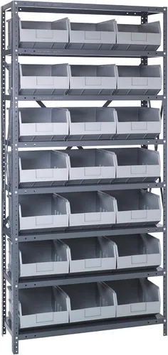 Vista 31 de Quantum QSBU-245BK Heavy Duty Shelving Unit with (7) Shelves and (24) QUS245 Black Bins for Garage Warehouse Storage Distribution 400 lb Load