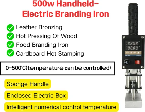 Vista 2 de Hierro de marca eléctrico personalizado para madera, hierro de 110 V 500 W con control digital de temperatura, adecuado para enchufe y uso de EE.