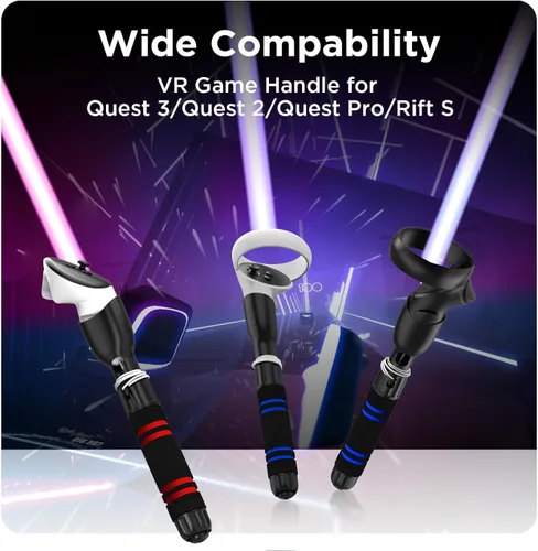 Vista 3 de YOGES Handle Attachments Compatible with Meta Quest 3 Oculus Quest 2 Quest ProRift S Controller Accessories, Dual Handles Extension Grips for Beat