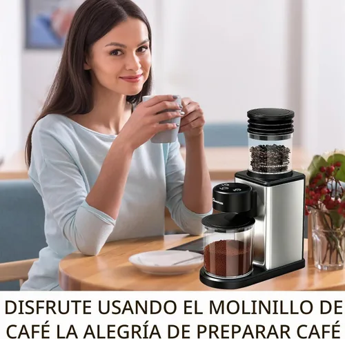 Vista 6 de Molinillo de café eléctrico para el hogar y la oficina: molinillo de café inteligente con 25 ajustes de molienda de precisión y tolva de grano