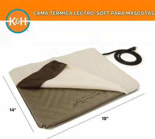 Vista 3 de Cama climatizada electrónica K&H, suave e ideal para exteriores (incluye funda), Bronceado