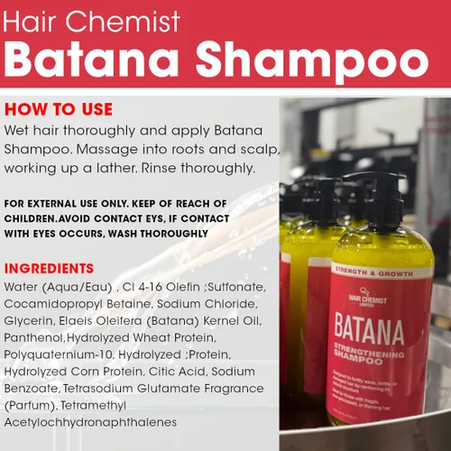 Vista 6 de Hair Chemist Batana Strengthening - Juego de champú, acondicionador y aceite para el cabello (juego de 3 piezas) - Champú y acondicionador Batana