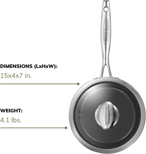 Vista 5 de Scanpan Pro IQ - Cacerola antiadherente cubierta de 2 cuartos de galón, compatible con todas las estufas, lista para inducción, apta para utensilios