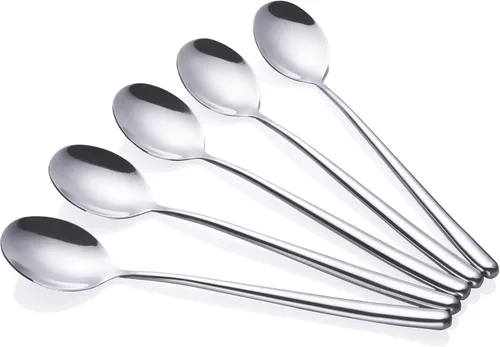 Vista 5 de Cucharas de sopa, cucharas de mango corto de acero inoxidable, cuchara de sopa clásica y duradera, juego de 5.